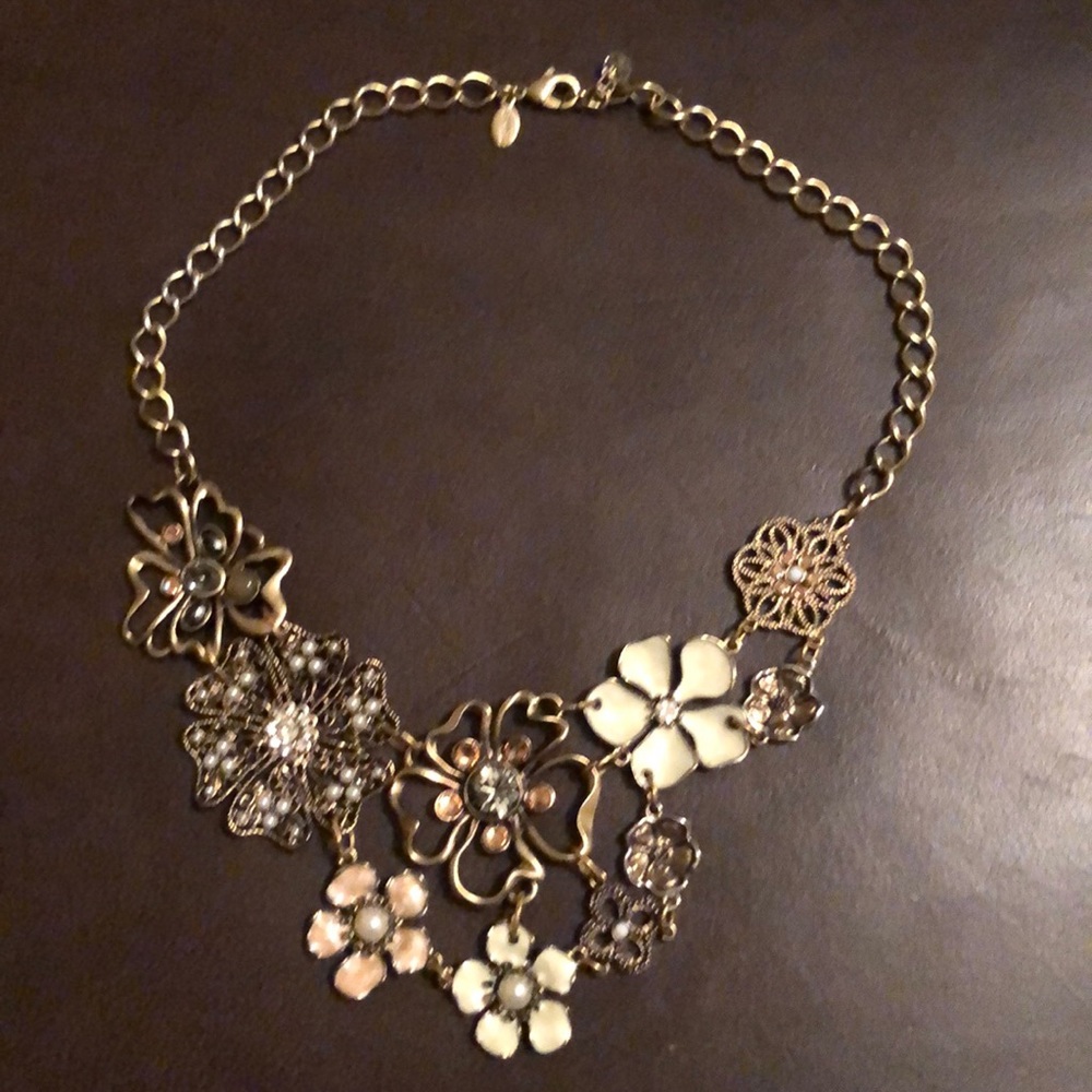 Express Brand jeweled, beaded flower necklace